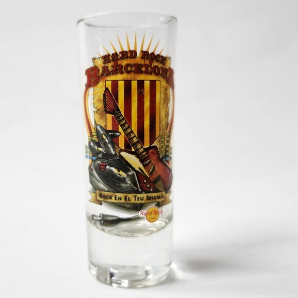 Hard Rock Cafe BARCELONA Shot Glass Guitar Weighted Base - Picture 1 of 7
